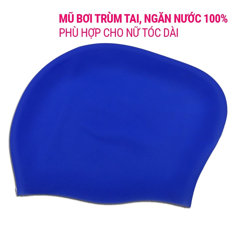 Mũ bơi người lớn chất liệu silicone cao cấp dododios dùng được cho nam, nữ ngăn nước, trùm được búi tóc dài - Mũ bơi trùm tai - Mũ bơi trùm búi tóc - Chính hãng dododios