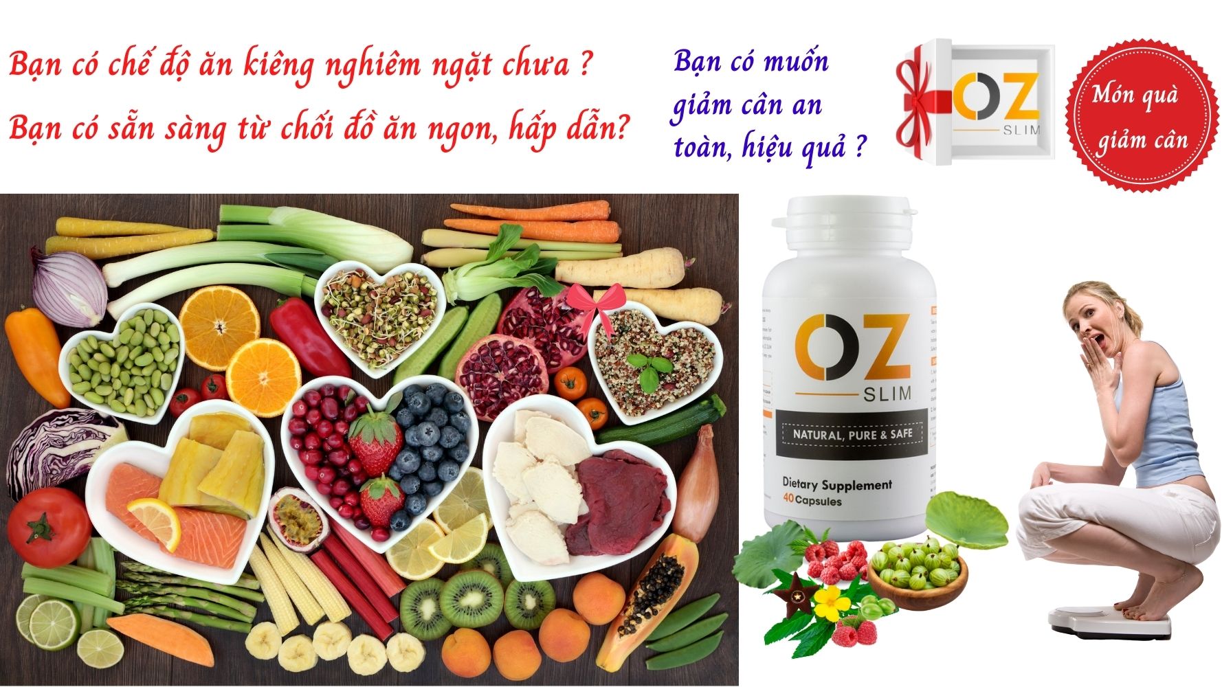 Hỗ trợ giảm cân thảo mộc Oz Slim Mỹ chiết xuất từ 6 loại cây trái tự nhiện - cải thiện giảm cân an toàn, hiệu quả, đẹp dáng, đẹp da - Massel Official