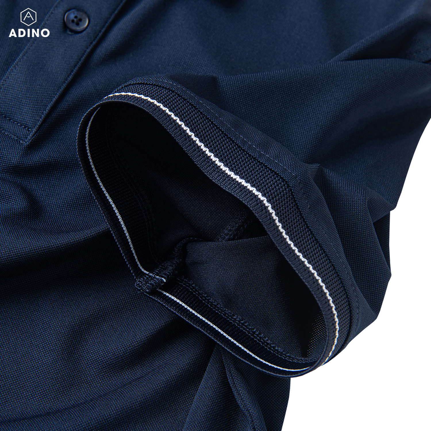 Áo thun có cổ nam màu xanh đen phối viền ADINO vải polyester cotton mềm mịn dáng slimfit công sở trẻ trung AP95