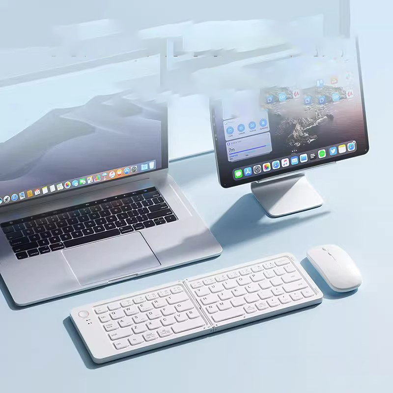 Bàn phím Bluetooth rời gấp gọn tương thích với Windows, Mac, iOS và Android kết nối điện thoại, laptop, máy tính bảng - Hàng chính hãng