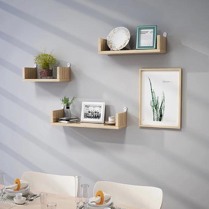 Kệ Gỗ Treo Tường Đa Năng - Kệ Chữ U Trang Trí Nhà Cửa Tặng Kèm Đinh Vít JK-003