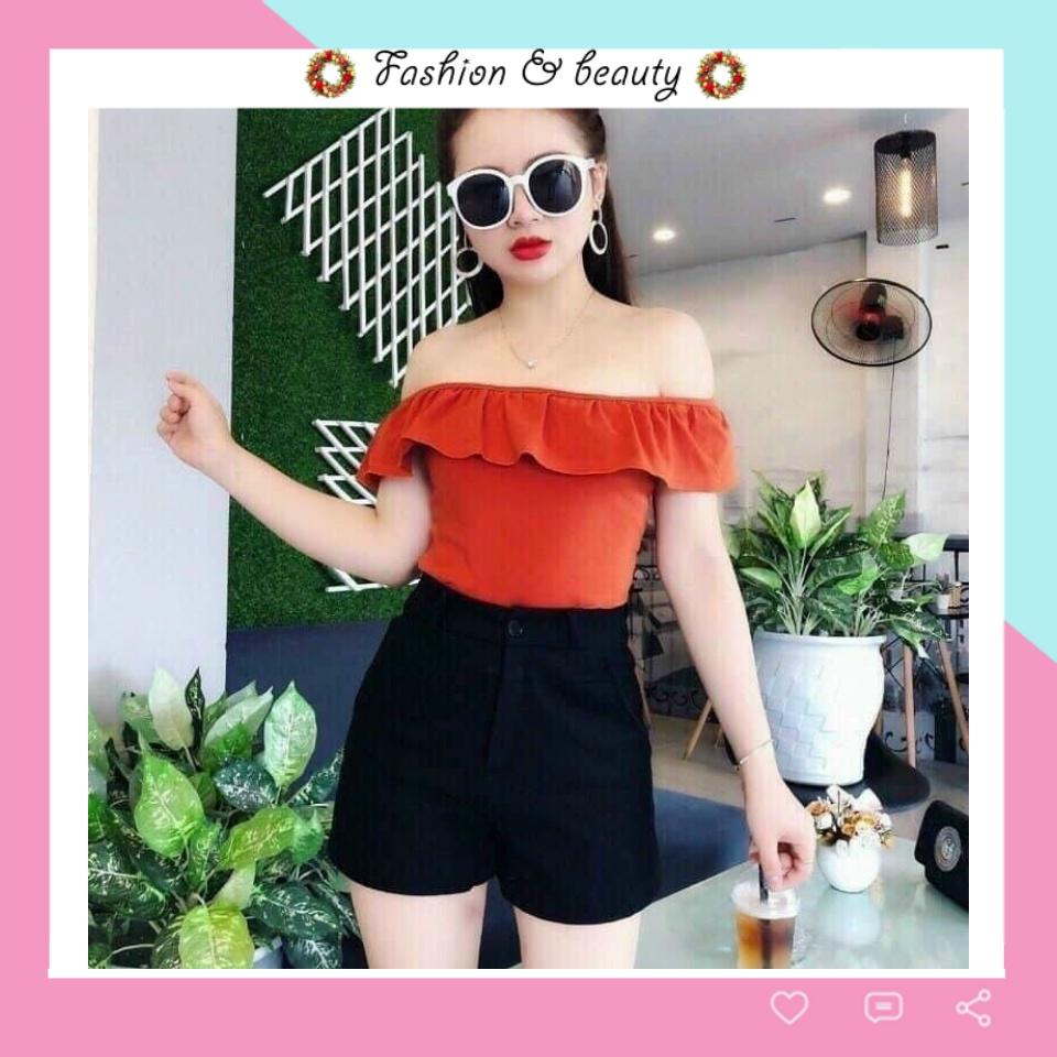 Quần short vải nữ hàn quốc đẹp lưng cao ống rộng chất umi thoáng mát đen trắng Q612