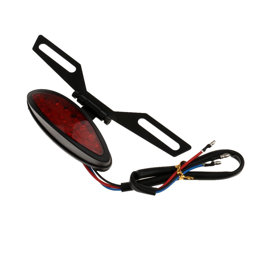 Motorcycle ATV License Plate Holder LED Tail Rear Brake Bracket Light Lamp