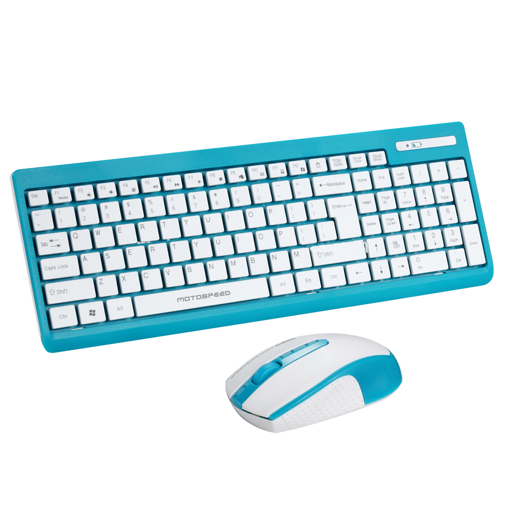 Bộ bàn phím và chuột không dây Motospeed G1000/K139 - dành cho văn phòng (Trắng xanh) HÀNG CHÍNH HÃNG