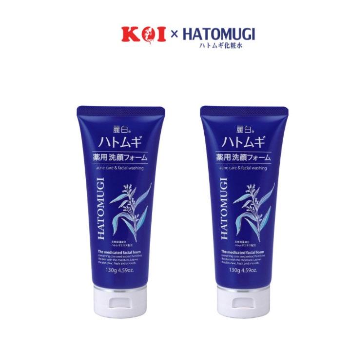 Sữa rửa mặt ngừa mụn, dưỡng ẩm và làm sáng da Hatomugi The Medicated Facial Foam 130g (xanh)