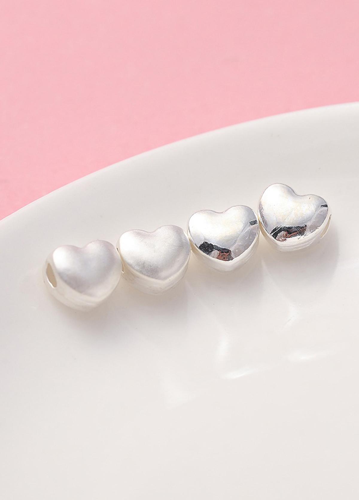 Combo 4 cái charm bạc trái tim xỏ ngang - Ngọc Quý Gemstones