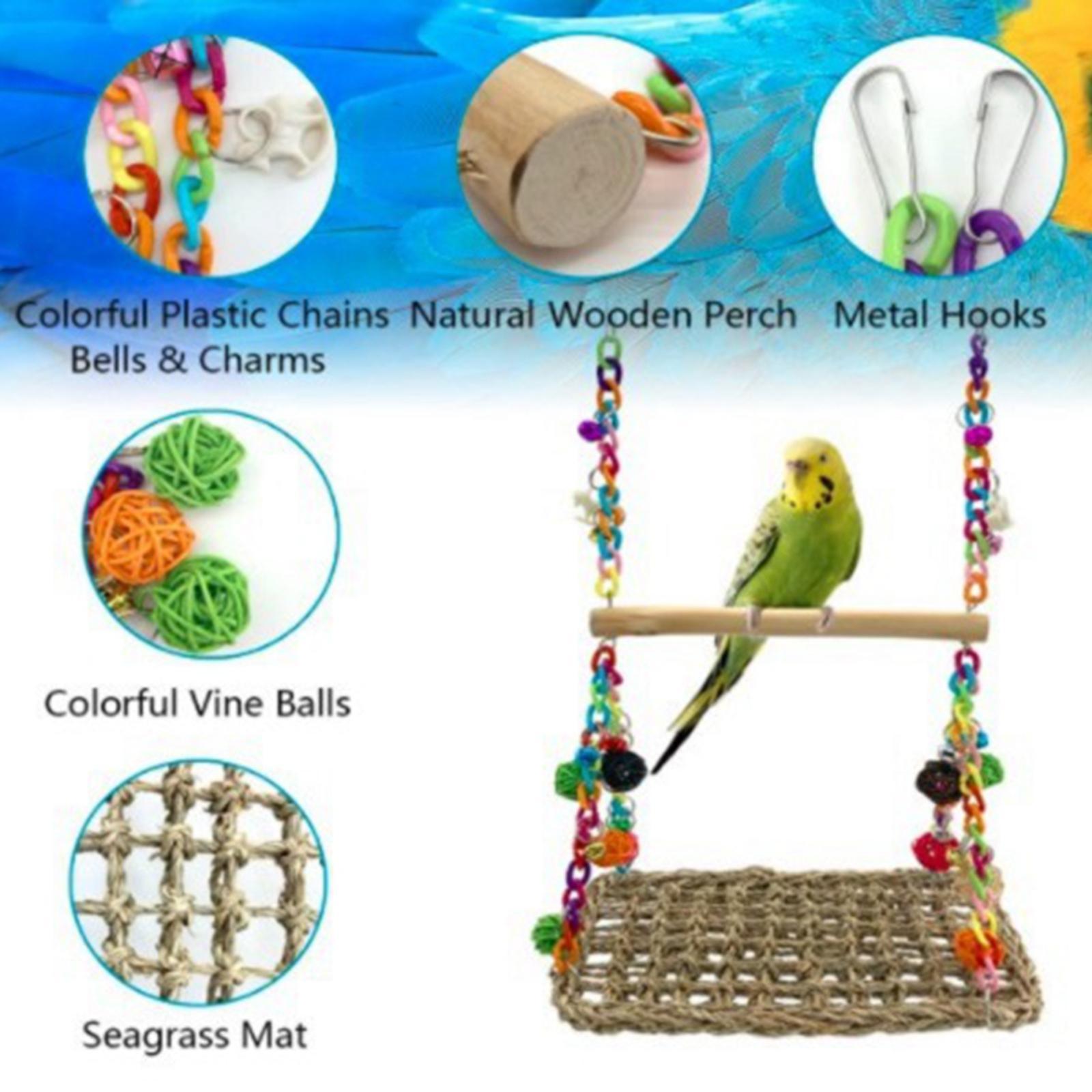 Parrot Swing Perch Bird Toy Parrot Stand Wood Parakeet Chewing Toy