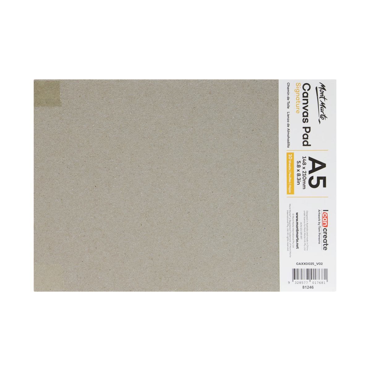 Vải Canvas Dạng Sổ Mont Marte Dùng Để Vẽ Màu Acrylic/ Sơn Dầu - 280GSM - 10 Tờ/Quyển - A3/A4/A5