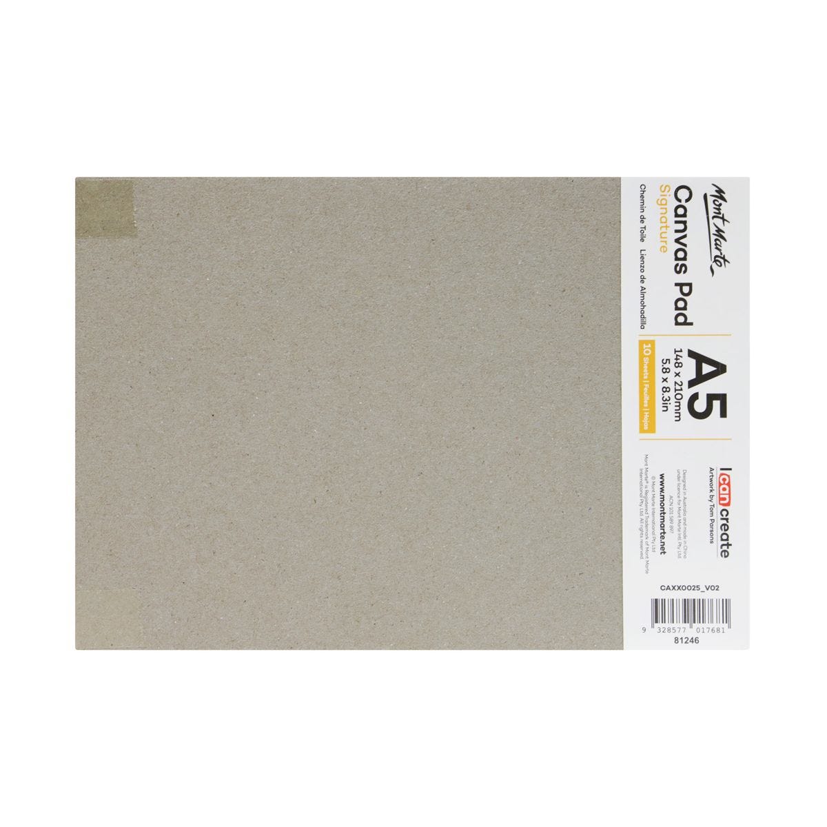 Vải Canvas (Toan) Dạng Sổ Mont Marte Dùng Để Vẽ Màu Acrylic/ Sơn Dầu - 280GSM - 10 Tờ/Quyển - A3/A4/A5