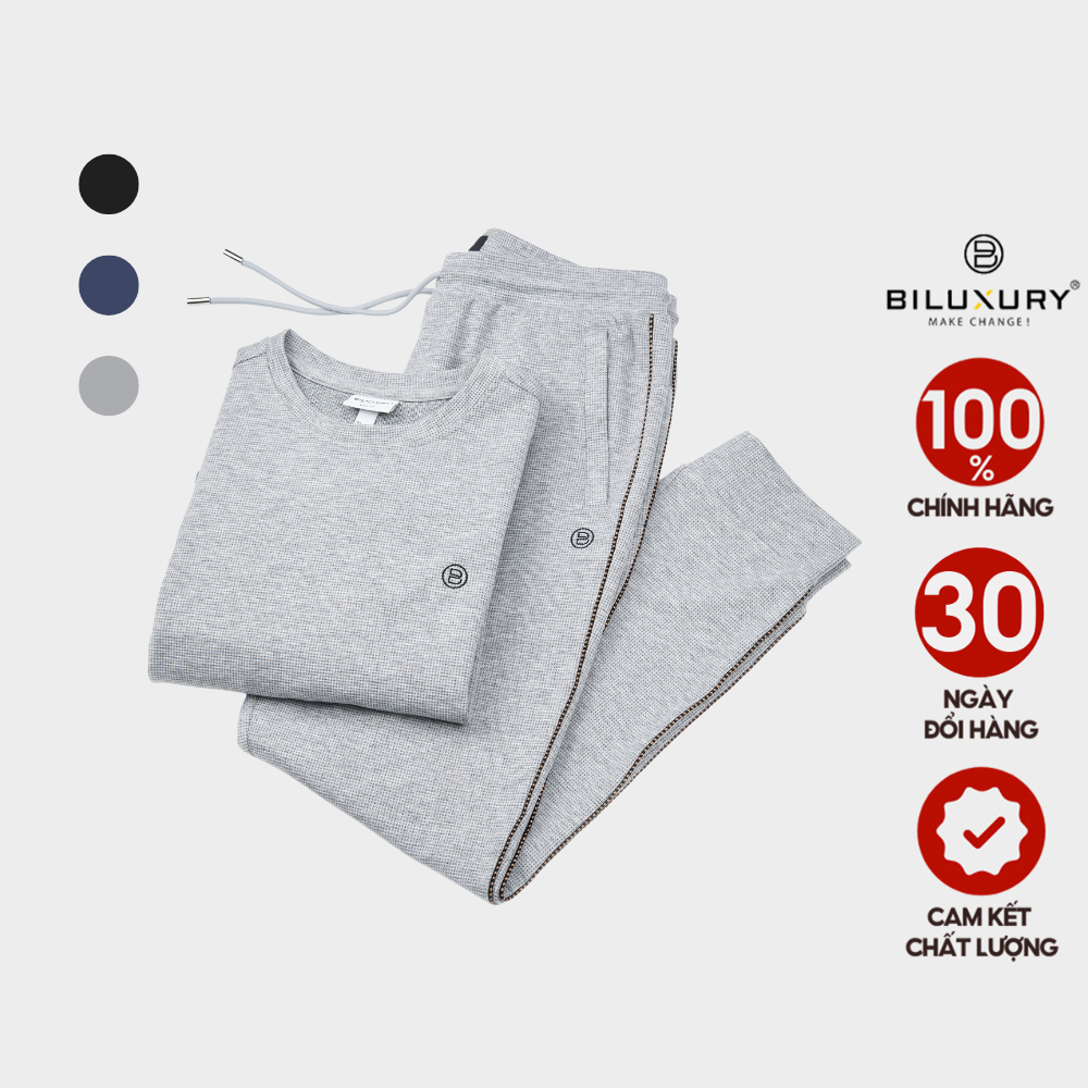 Bộ nỉ thể thao nam BILUXURY vải gỗ viscose cao cấp bền màu phom slimfit với độ ôm vừa tôn dáng