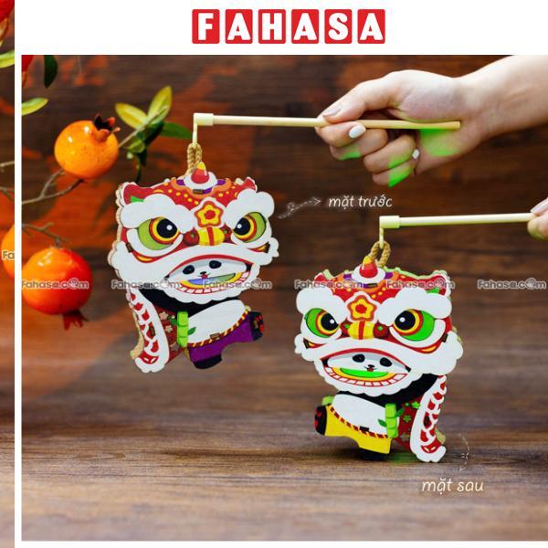 Lồng Đèn Trung Thu Gỗ 2 Mặt Màu - Bách Mộc - Gấu Trúc