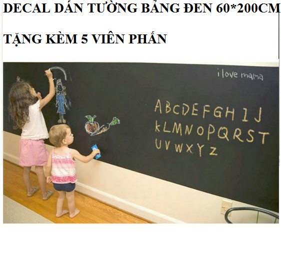 Decal Dán Tường Bảng Viết Đen 60*200cm Tặng Dụng Cụ Ghi GD636-DecalBang