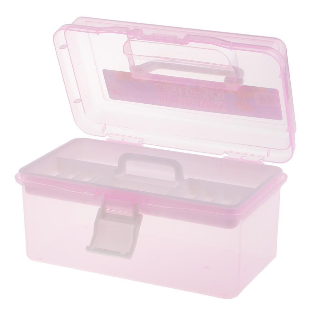 2 Layer Plastic Sewing Jewelry Painting Tools Box Storage Box Organizer Pink