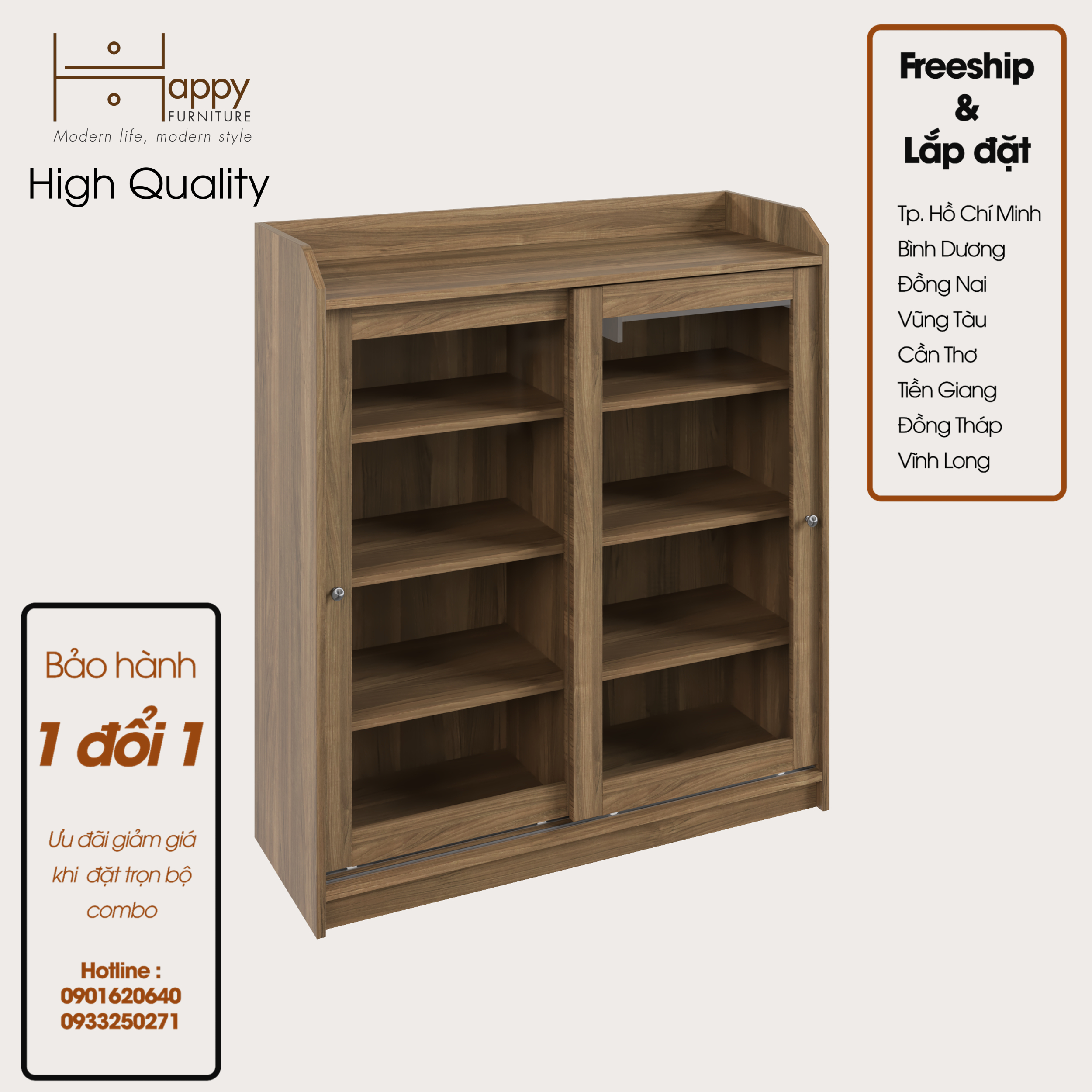 [Happy Home Furniture] RUNI, Tủ đựng đồ - 2 cánh cửa kính,  105cm x 37cm x 116cm ( DxRxC), TCL_001