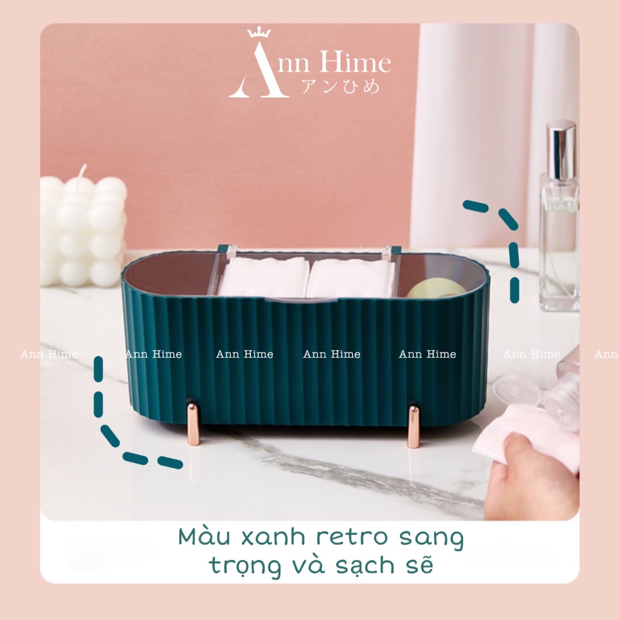 Hộp Đựng Đồ Trang Điểm Bông Tăm Có Nắp Tiện Dụng Kiểu Vintage