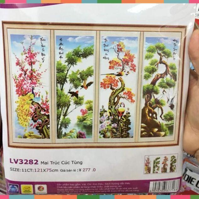 Tranh thêu chữ thập Tùng cúc trúc mai kt 121*75cm
