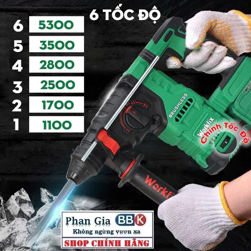 Máy Khoan Bê tông WORKFIX-RH3003PRO 3 Chức Năng - Khoan Bê Tông Sử Dụng Chân Pin Phổ thông bảo hành chính hãƞg 12 Thá