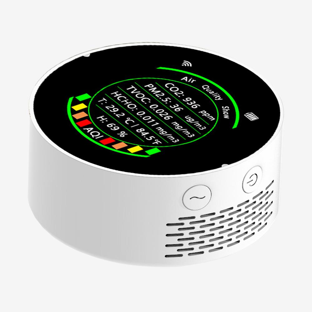 Tuya Wifi 7in1 Multifunctional Air Quality Meter PM2.5 CO2 TVOC HCHO AQI Temperature Humidity Tester Portable Color Display Carbon Dioxide Detector with Alarm Threshold Function
