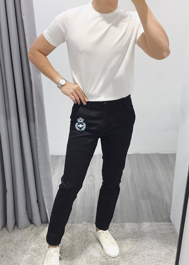 Quần Vải Nam Đen Thêu Họa Tiết ONG04