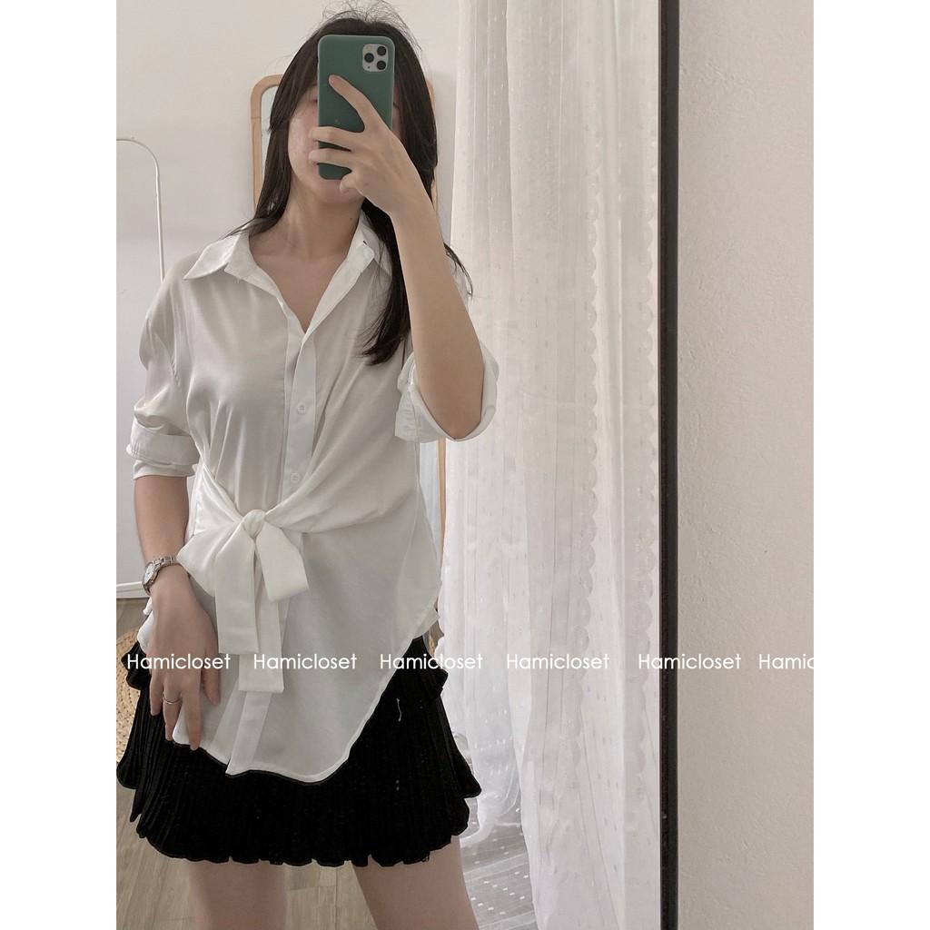 Áo sơ mi buộc vạt nơ eo sau  V61B20Q012