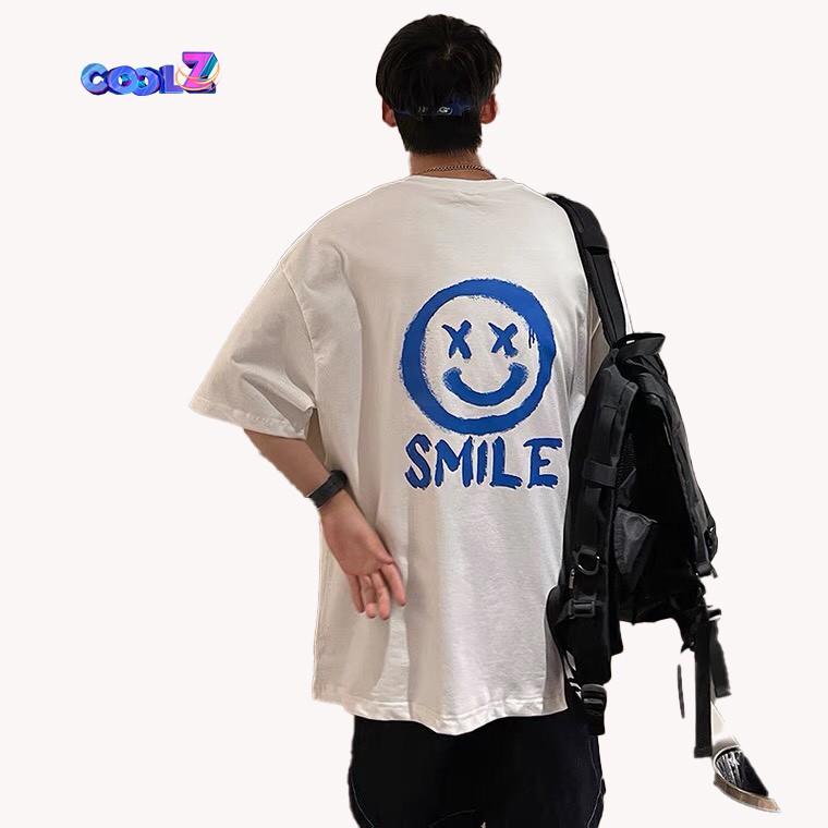 Áo thun tay lỡ. Hình Mặt cười Smile. CoolZ phông Unisex nam nữ Cotton oversize form rộng CZ107