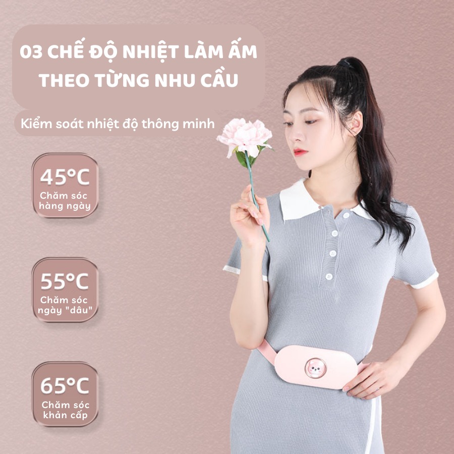 Massage Làm Ấm Bụng Giảm Đau Bụng Đau Lưng Cho Phụ Nữ Đến Kì, Chườm Nóng Giảm Đau Bụng Kinh Đai đeo thắt lưng