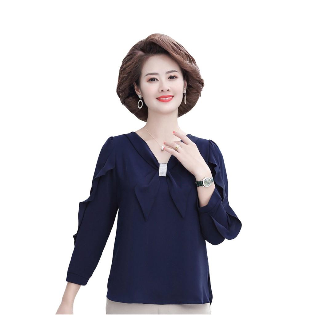 áo kiểu viền bèo thắt nơ trung niên -(thoitrangbigsize05) nh15-121