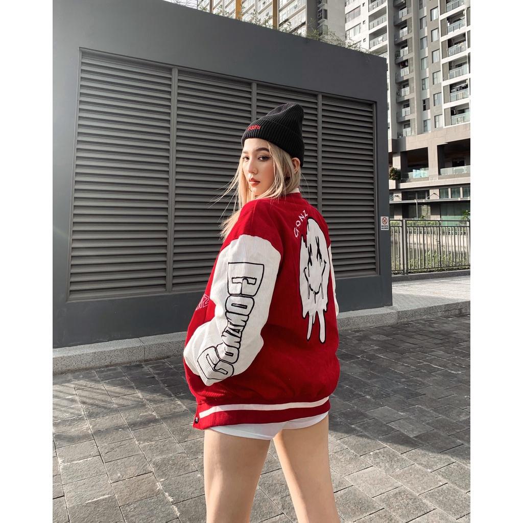 Áo Khóac Form Rộng Nhung Tâm Jacket Varsity Graffiti V4