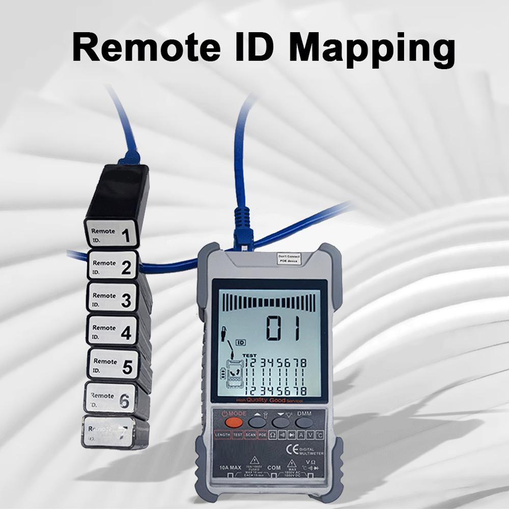 Handheld Portable 2in1 Network Cable Tester Multimeter LCD Display with Backlight Analogs Digital Search POE Test Cable Pairing Sensitivity Adjustable Network Cable Length Short Open Circuit Measure Trackers Multifunctional Cable Tester