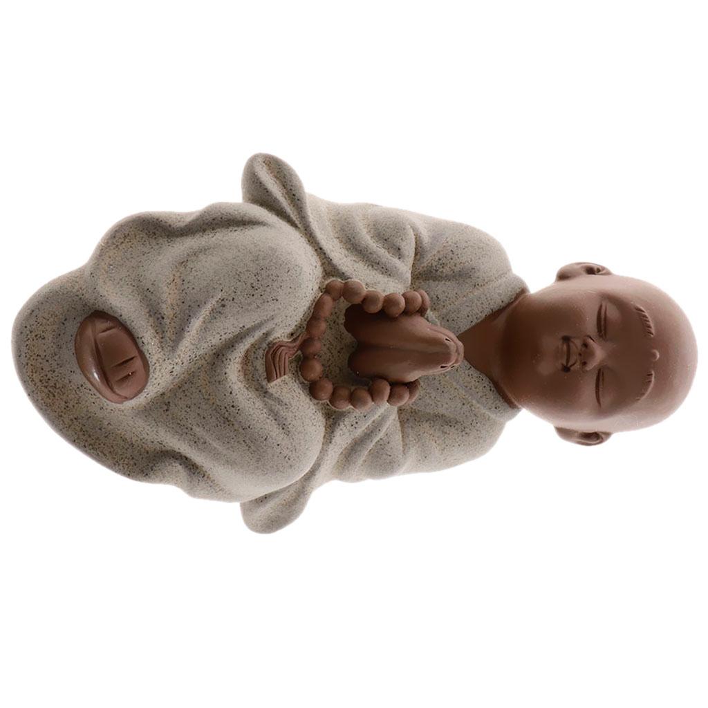 Ceramic Small Buddha Statue kung fu Monk Figurine Tea pet Ornament Style1