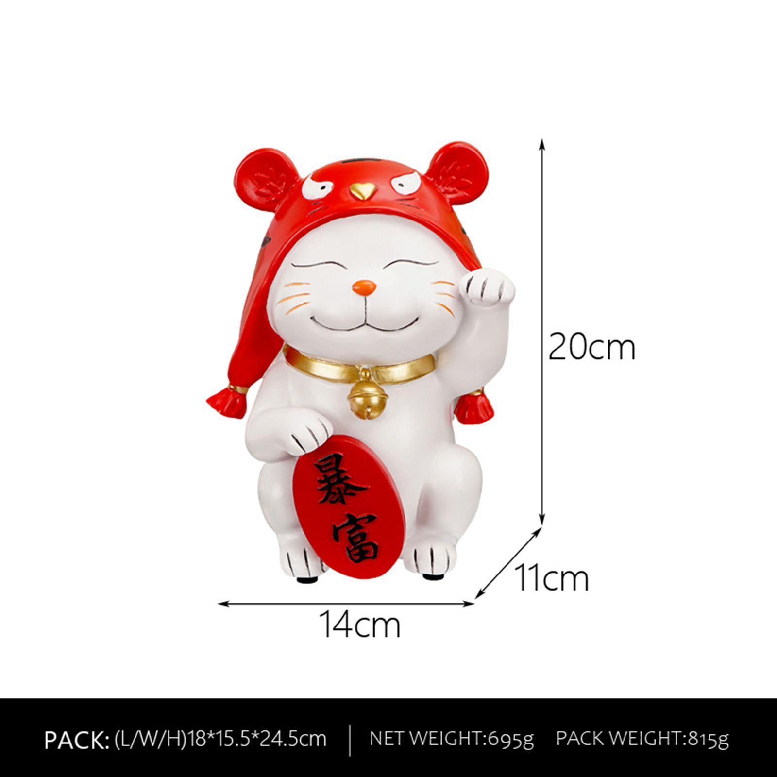 Head Hat Lucky Cat Figurine Wealth Waving Cat Collectibles ,Feng Shui Cartoon Resin Kitten Sculpture for Porch Table Decor Xmas Gift Head Hat Lucky Cat Figurine Wealth Waving Cat Collectibles ,Feng Shui Cartoon Resin Kitten Sculpture for Porch Table Decor Xmas Gift