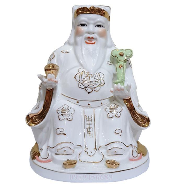 Cặp tượng thần tài ông địa sứ trắng 9 inch - M5