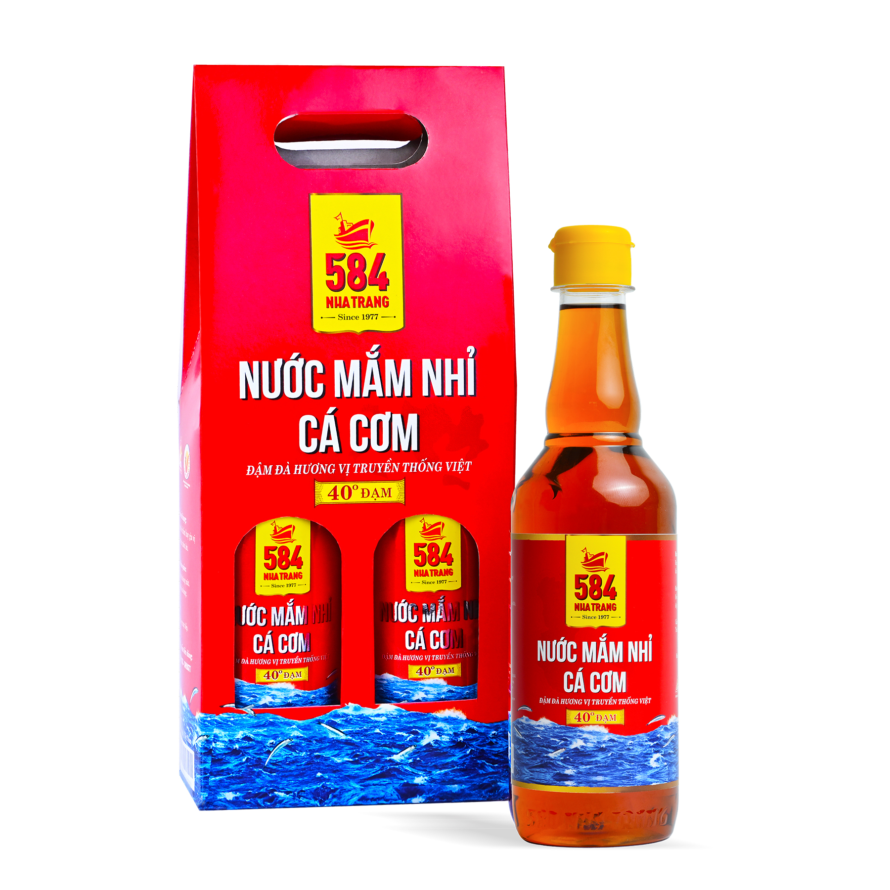 Thùng 6 Chai Nước mắm Nhỉ Cá cơm 584 Nha Trang - 40 độ đạm - Chai Nhựa 500ml