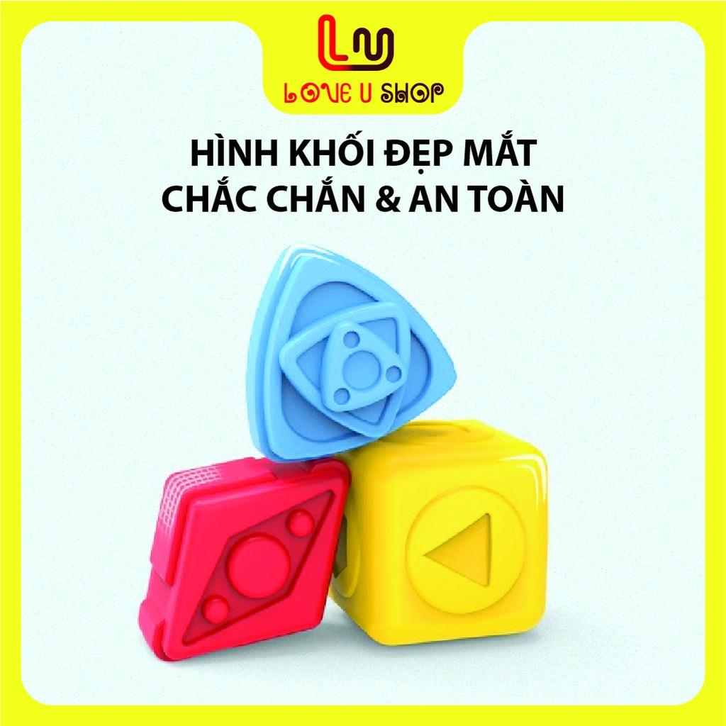 Đồ chơi giáo dục cho bé 1 tuổi trở lên, bé cầm nắm khối nhựa vào hộp lập phương lưới