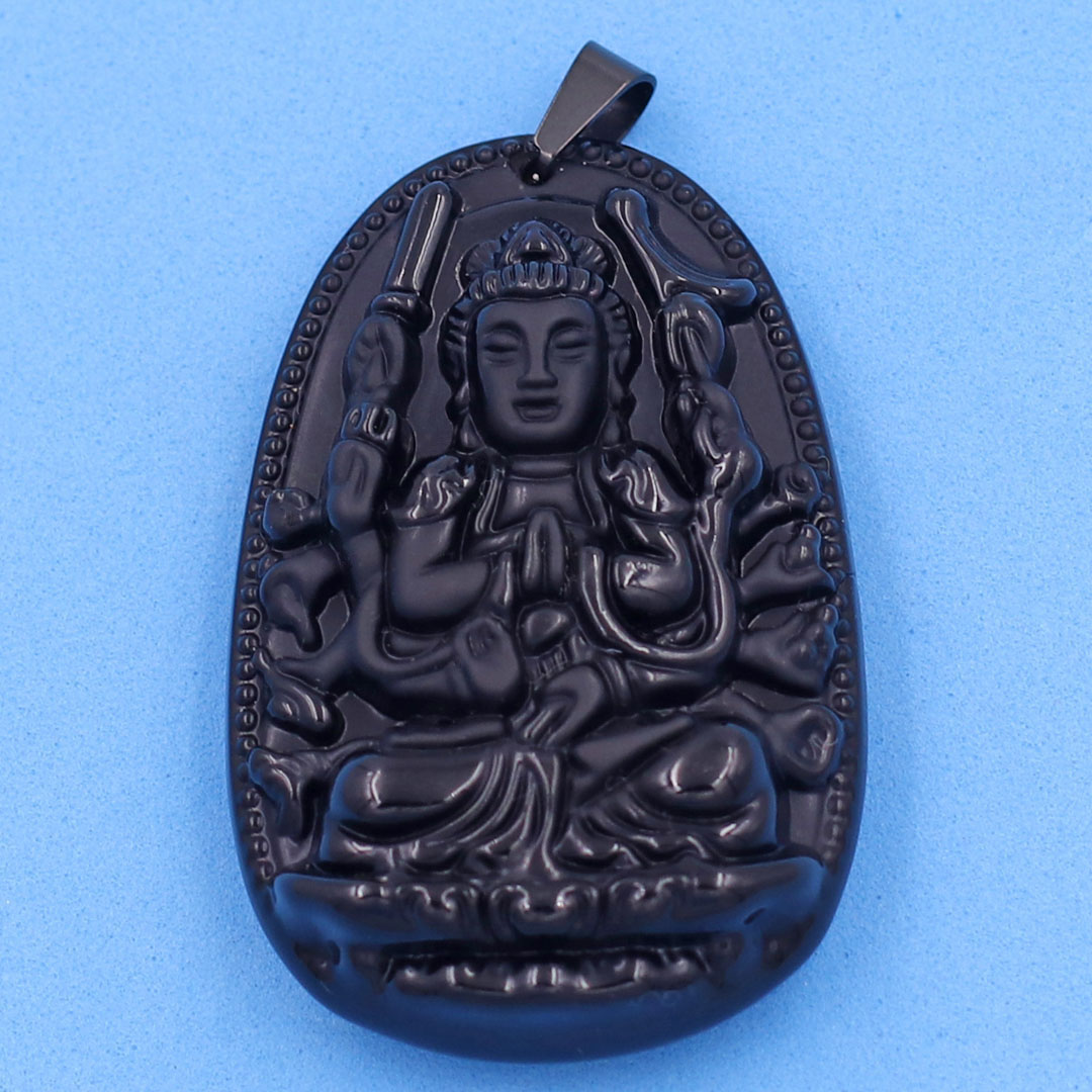Mặt Phật Thiên Thủ Thiên Nhãn đen 5 cm kèm hộp nhung