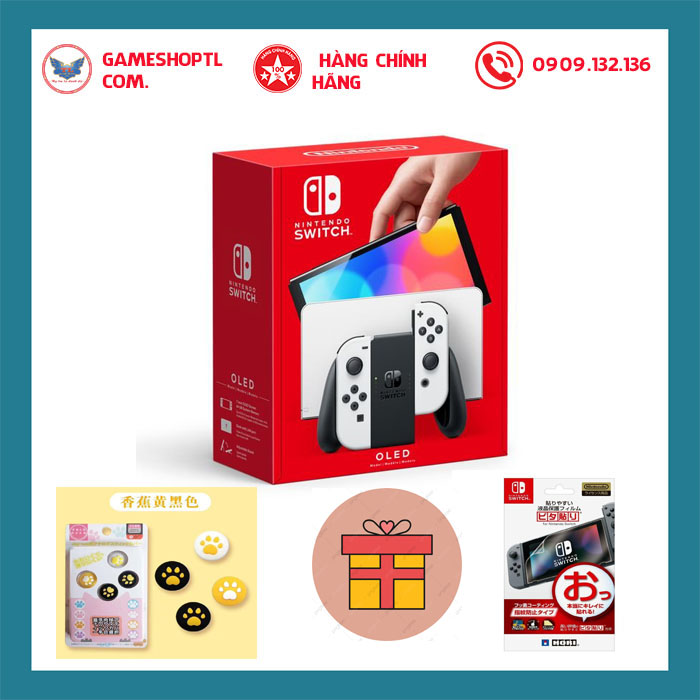 Máy Game Nintendo Switch Oled Joycon White H.A.C.K Kèm Thẻ Nhớ 128gb  Chép Nhiều Game - Hàng Nhập Khẩu