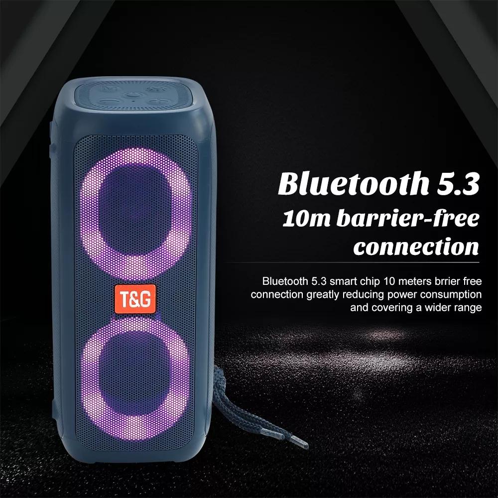TG333 Loa bluetooth không dây công suất 30W thẻ loa kép loa siêu trầm ngoài trời Đèn nhiều màu RGB với đài FM caixa de som Màu sắc: đen