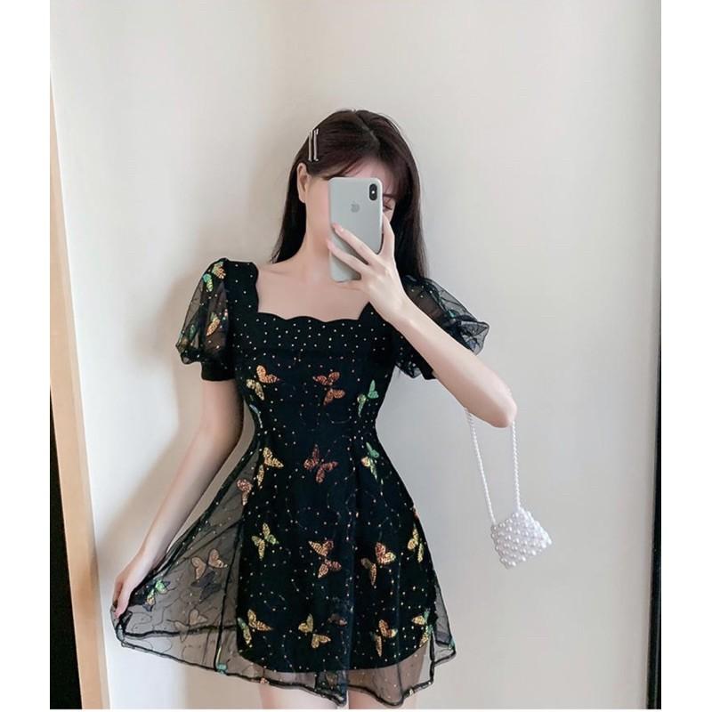 ĐẦM ULZZANG THÊU BƯỚM KIM SA CAO CẤP