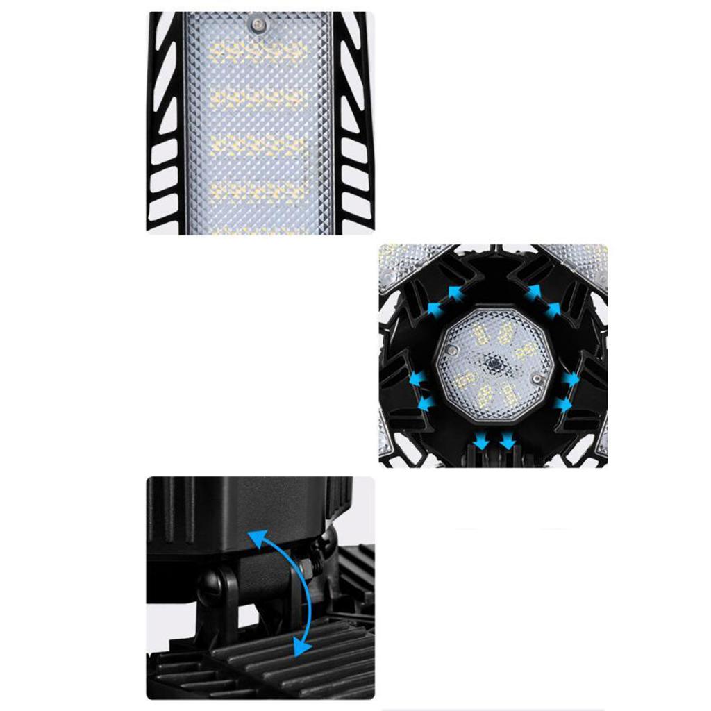 LED Garage Light, Ultra Bright 80W LED Garage Ceiling Lights with E26/E27 Screw Socket, 5 Adjustable Panels 6500K Shop, Barn, Bay Lighting