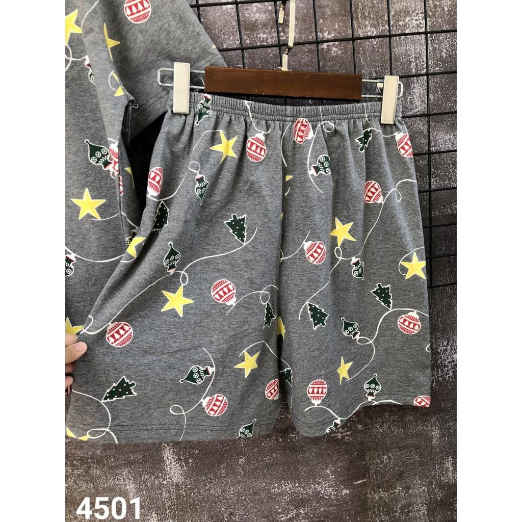 4501 - Xám - Xl - Đồ bộ short BIG SIZE Họa tiết cây thông không túi SN&lt;140