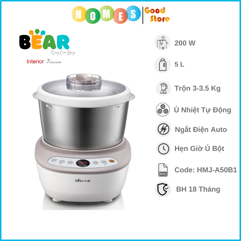 Máy Nhào Bột Và Ủ Bột Tự Động BEAR HMJ-A50B1 5L - Hàng Chính Hãng