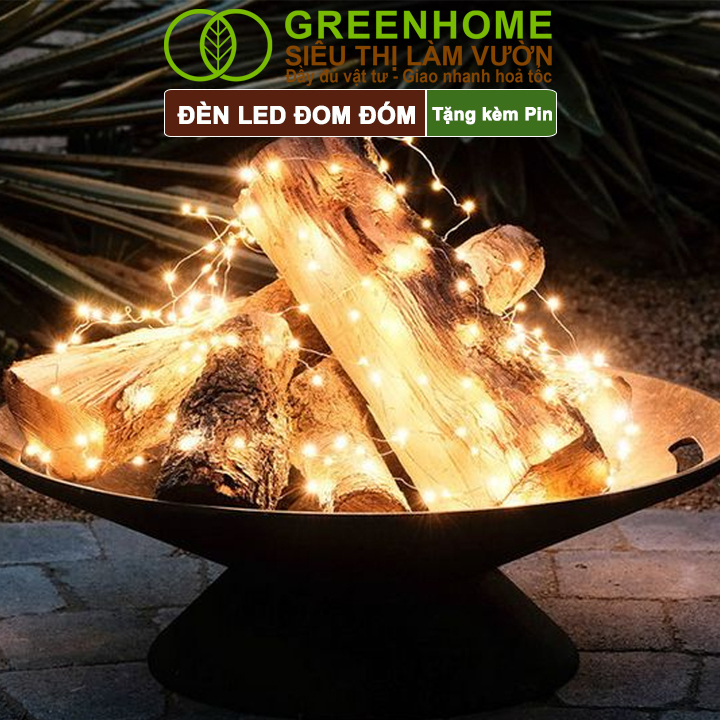 Dây Đèn Led Trang Trí Greenhome, Fairy Lights, Đom Đóm 1 Mét, 3 Chế Độ Sáng, Tặng Kèm Pin, Chịu Nước, Decor, Chụp Hình