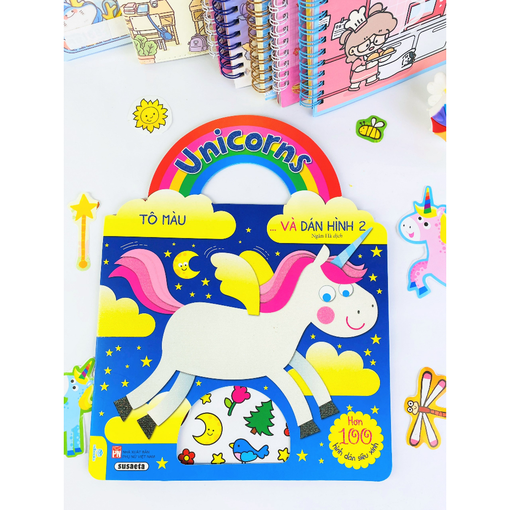 Sách - Combo 2 Cuốn Unicorns Tô Màu Và Dán Hình - Hơn 100 hình dán siêu xinh - ndbooks