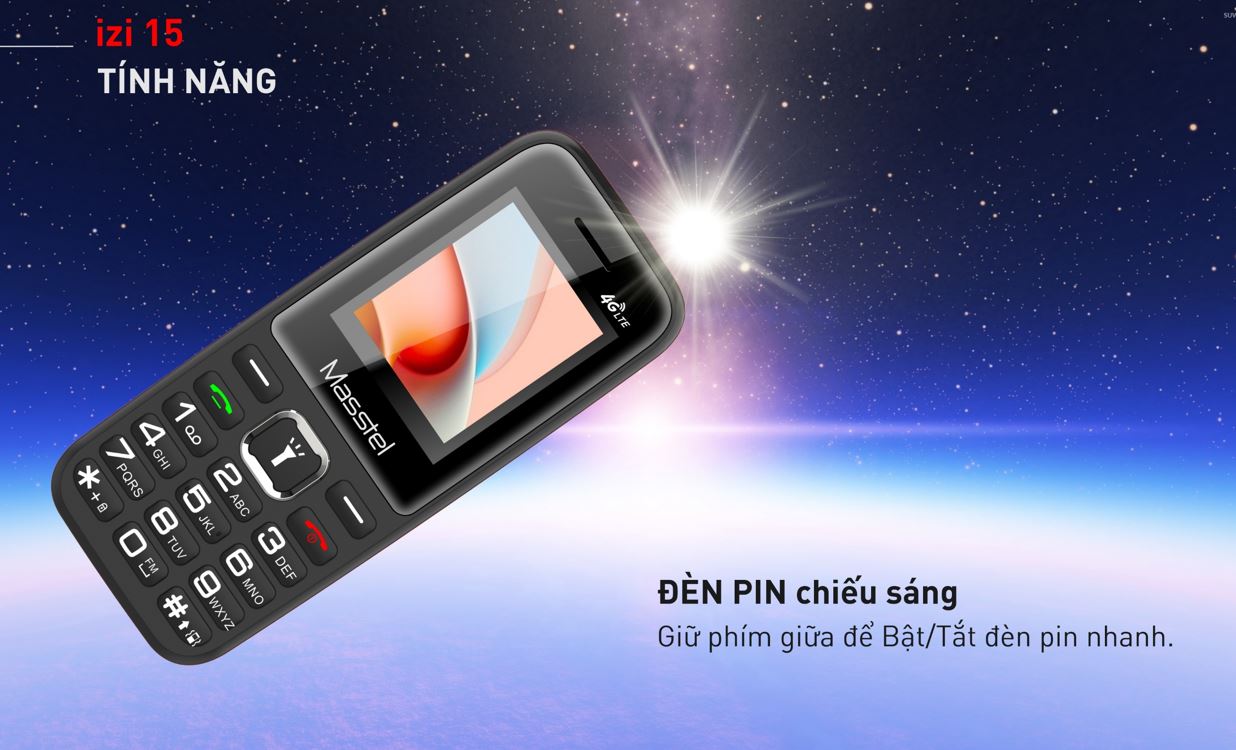 Điện thoại Masstel izi 15 4G (2 sim 2 sóng, hỗ trợ thẻ nhớ) Hàng chính hãng