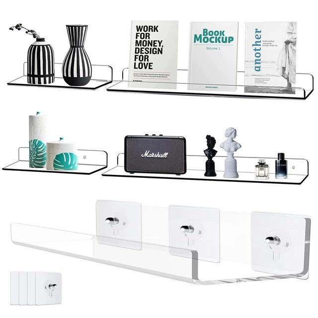 Dày 3mm, 10 màu sắc,12x20cm,12x30cm,12x40cm,12x50cm, Kệ Mica treo tường phòng ngủ, nhà tắm, Giá treo tường