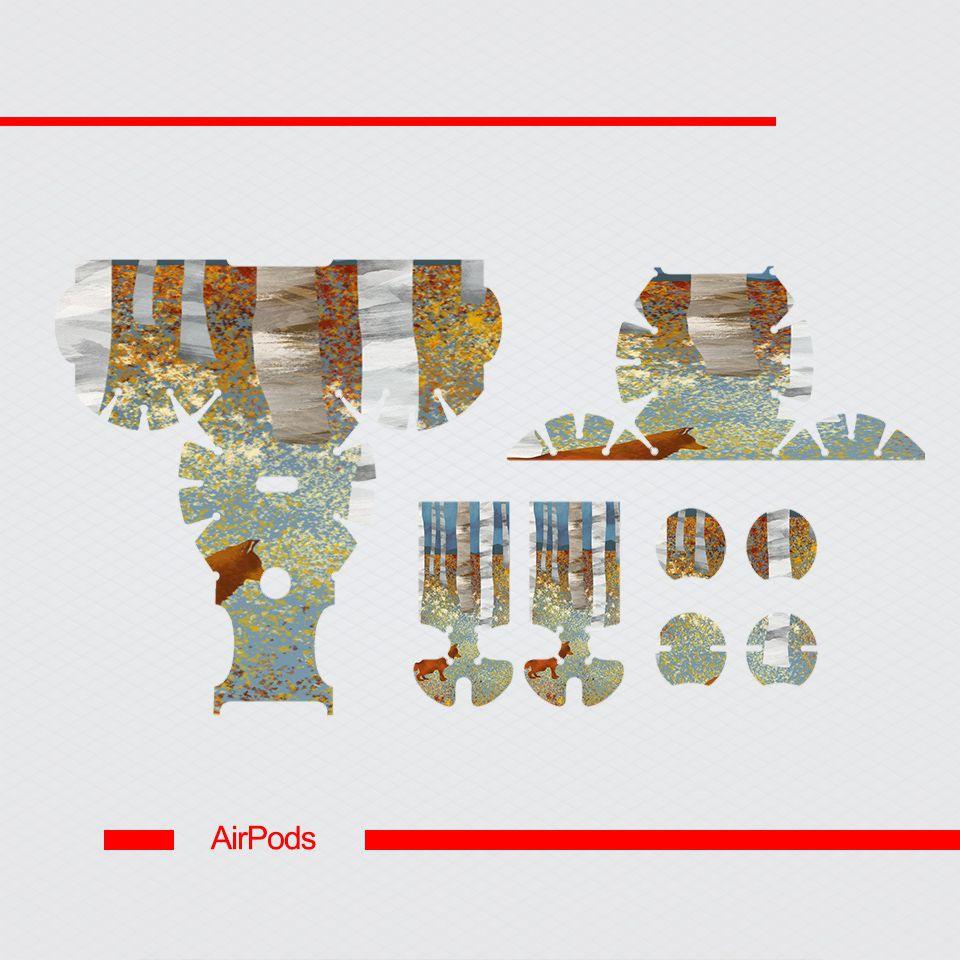 Miếng dán skin cho AirPods in hình Cáo mùa thu giả sơn mài - GSM172 (AirPods ,1 2, Pro, TWS, i12)
