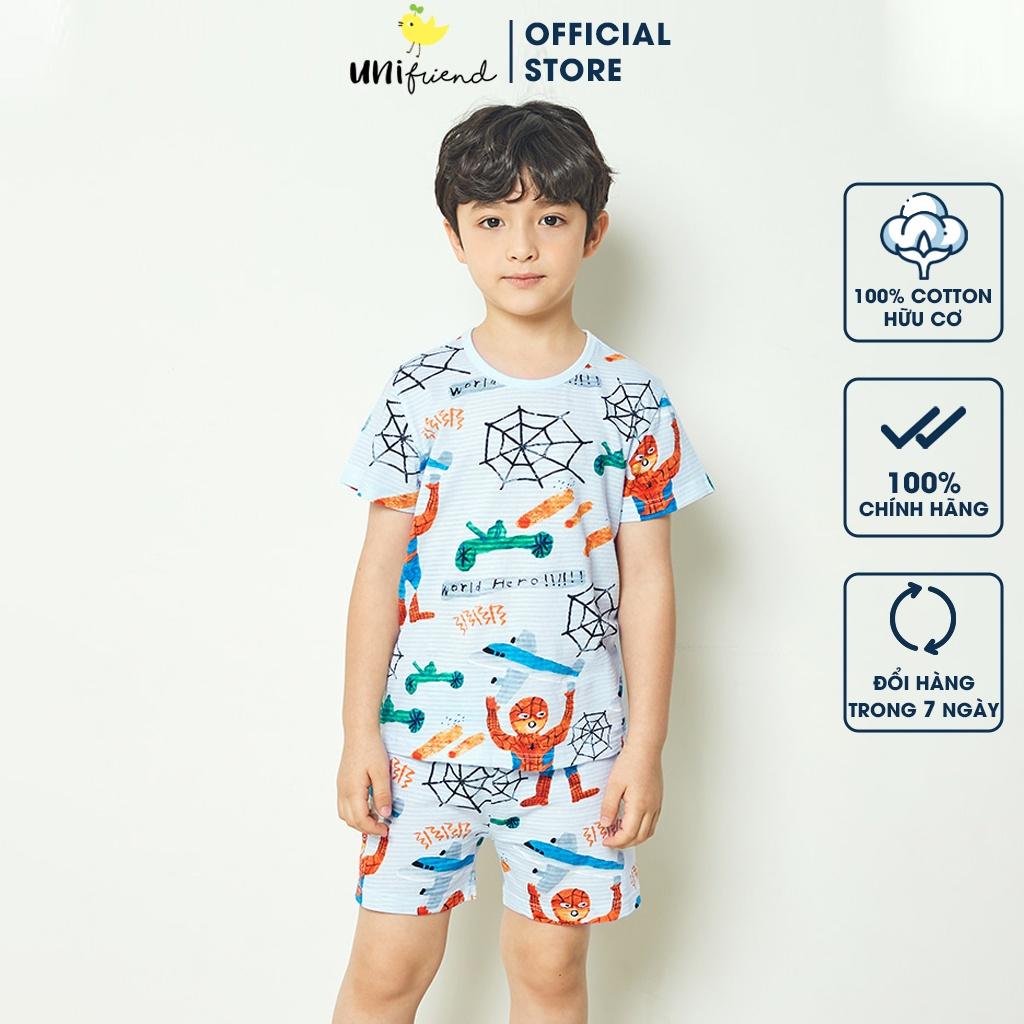 Bộ đồ ngắn tay mặc nhà cotton giấy cho bé trai U3018 - Unifriend Hàn Quốc, Cotton Organic