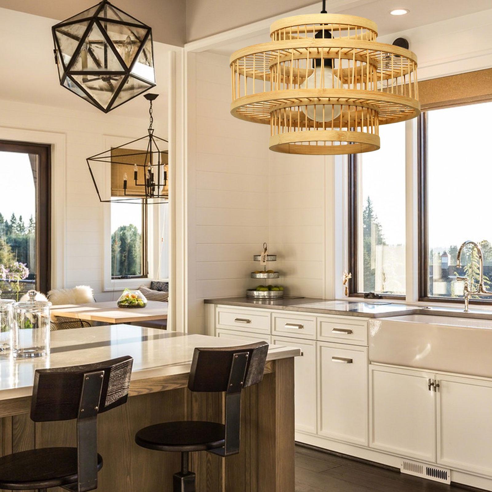 Bamboo Lamp Shade Ceiling Light Cover Chandelier for Dining Room Decor
