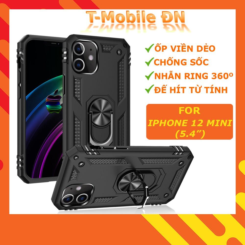 Ốp lưng cho iPhone 12 mini Pro Max chống sốc 2 lớp kèm nhẫn iring làm giá đỡ