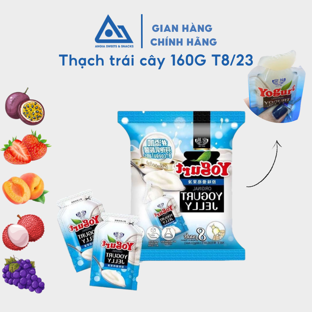 Thạch trái cây dẻo ăn vặt nhiều vị dâu, nho, đào, vải, chanh leo gói 160g An Gia Sweets & Snacks